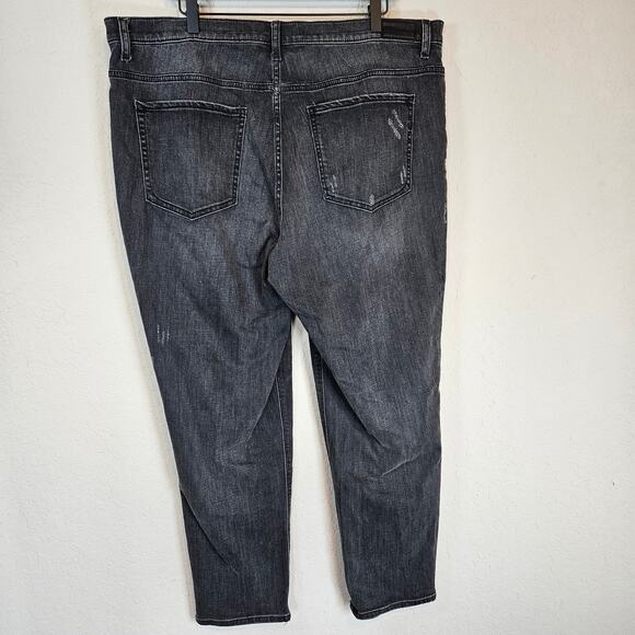 Express Black Girlfriend High Rise Jeans Distressed Plus 18 Casual Neutral Goth - Picture 2 of 14